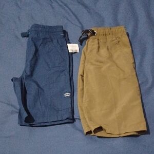 NEW Set Of 2 Kids Blue and Tan Shorts Size 6